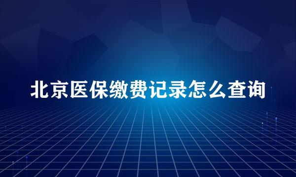 北京医保缴费记录怎么查询