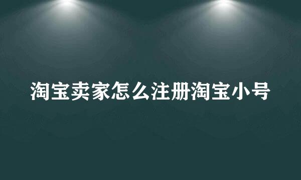 淘宝卖家怎么注册淘宝小号