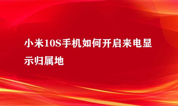 小米10S手机如何开启来电显示归属地