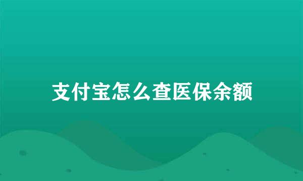 支付宝怎么查医保余额