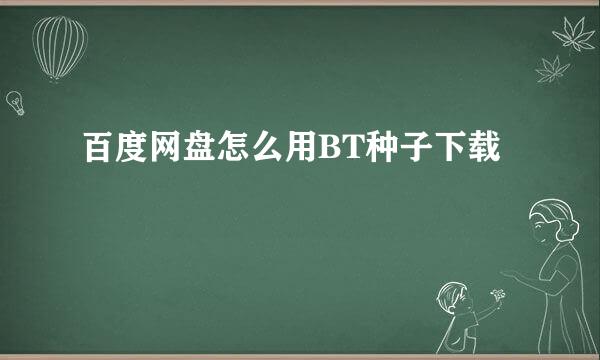 百度网盘怎么用BT种子下载