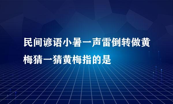 民间谚语小暑一声雷倒转做黄梅猜一猜黄梅指的是