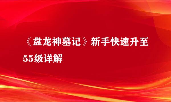 《盘龙神墓记》新手快速升至55级详解