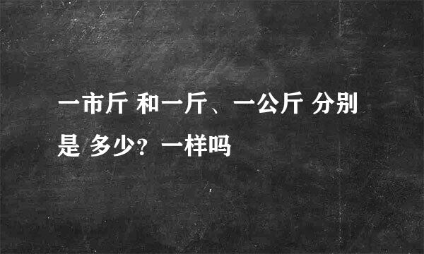 一市斤 和一斤、一公斤 分别是 多少？一样吗