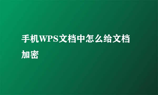 手机WPS文档中怎么给文档加密