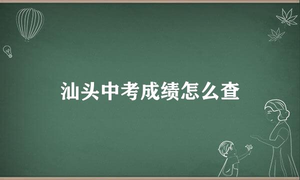 汕头中考成绩怎么查