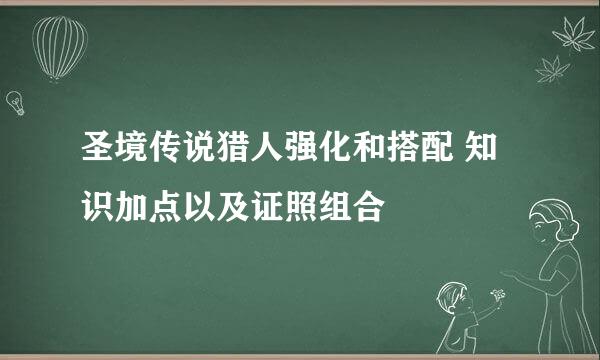 圣境传说猎人强化和搭配 知识加点以及证照组合