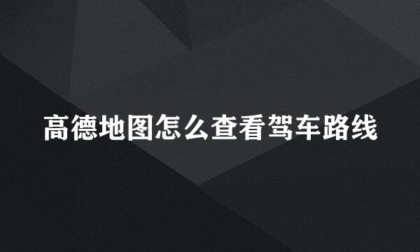 高德地图怎么查看驾车路线