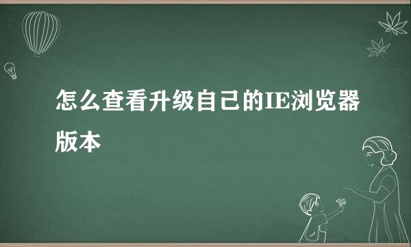 怎么查看升级自己的IE浏览器版本