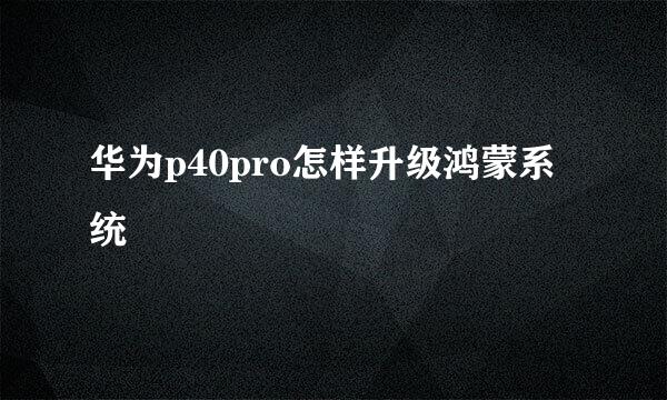 华为p40pro怎样升级鸿蒙系统