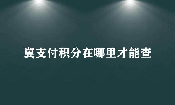 翼支付积分在哪里才能查