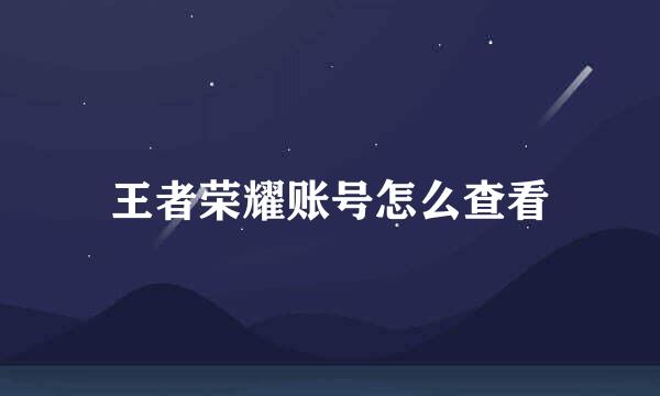 王者荣耀账号怎么查看