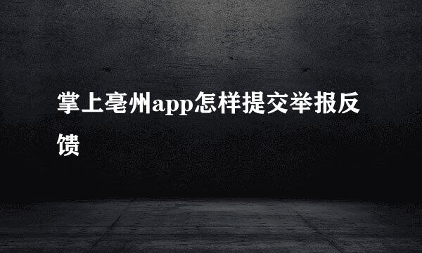 掌上亳州app怎样提交举报反馈