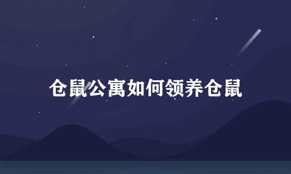 仓鼠公寓如何领养仓鼠