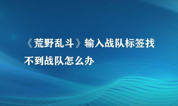 《荒野乱斗》输入战队标签找不到战队怎么办