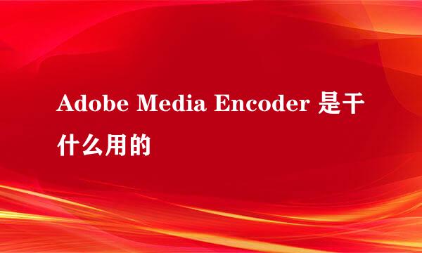 Adobe Media Encoder 是干什么用的
