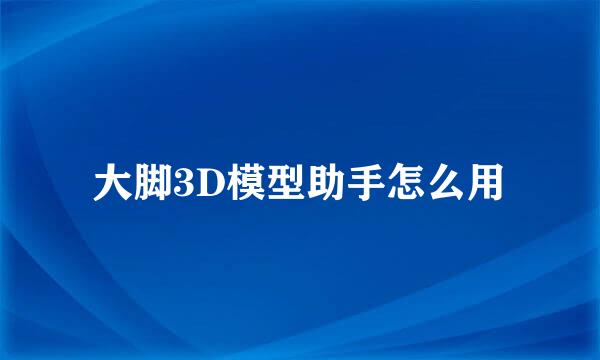 大脚3D模型助手怎么用