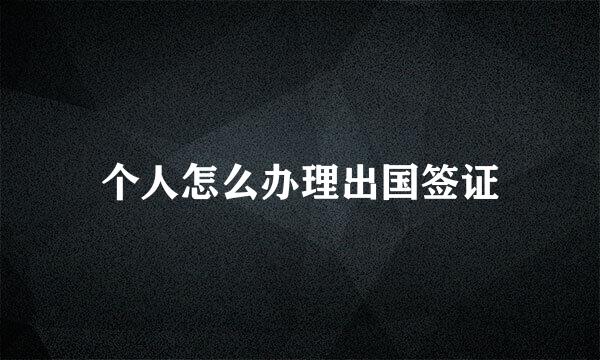 个人怎么办理出国签证