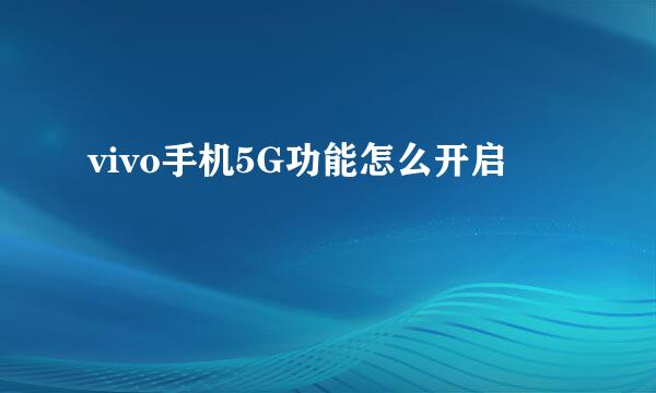 vivo手机5G功能怎么开启