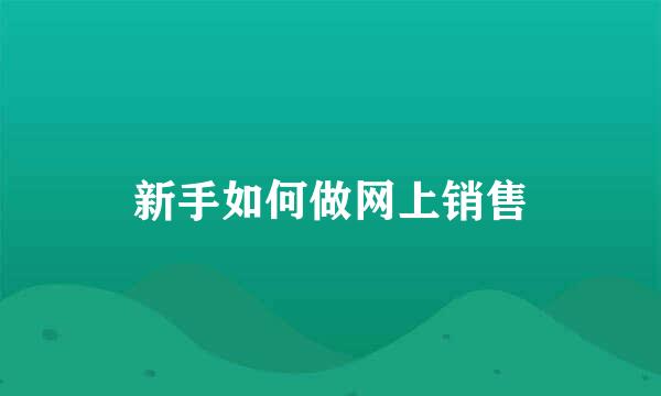 新手如何做网上销售