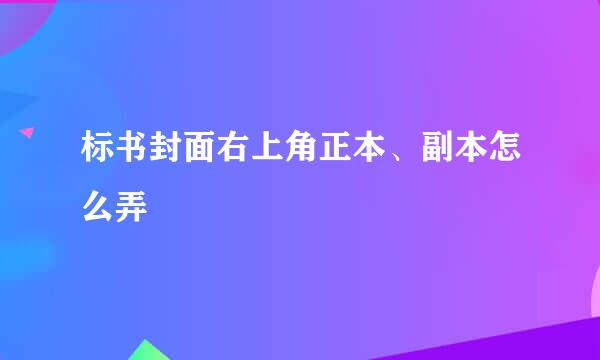 标书封面右上角正本、副本怎么弄