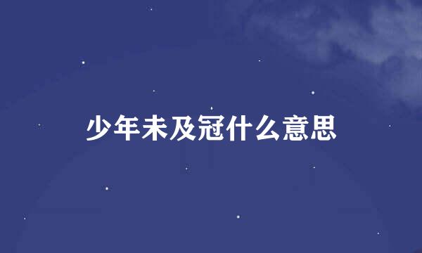 少年未及冠什么意思
