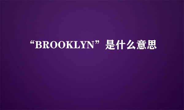 “BROOKLYN”是什么意思