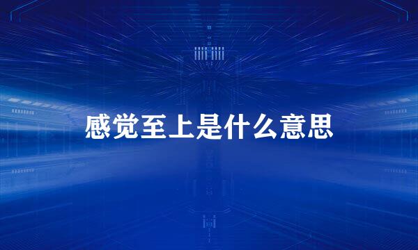 感觉至上是什么意思