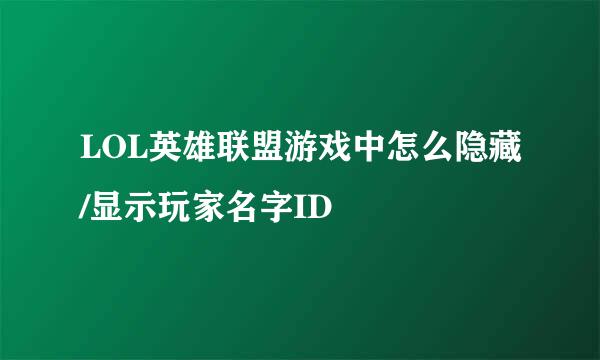 LOL英雄联盟游戏中怎么隐藏/显示玩家名字ID