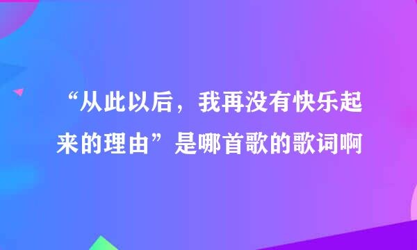 “从此以后，我再没有快乐起来的理由”是哪首歌的歌词啊