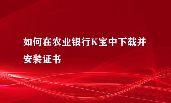 如何在农业银行K宝中下载并安装证书