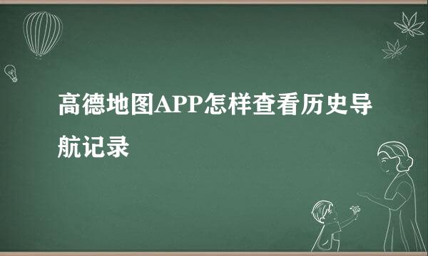 高德地图APP怎样查看历史导航记录