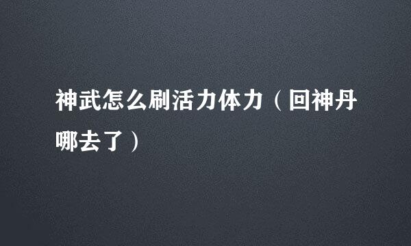 神武怎么刷活力体力（回神丹哪去了）
