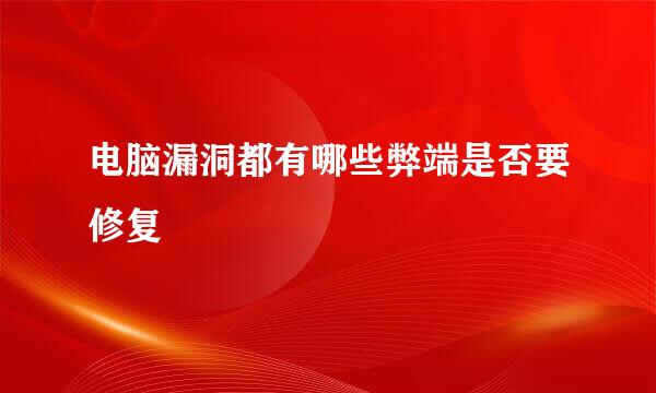 电脑漏洞都有哪些弊端是否要修复