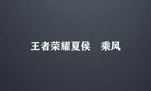 王者荣耀夏侯惇乘风