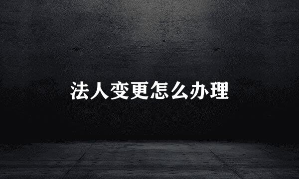 法人变更怎么办理