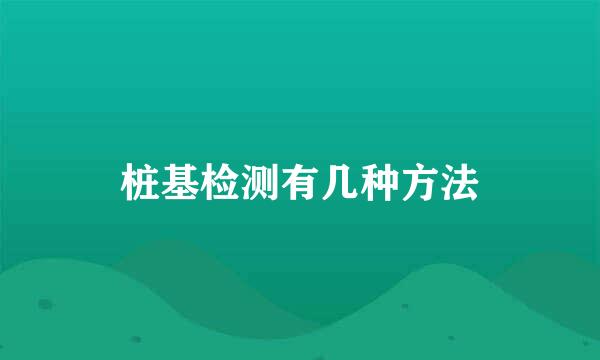 桩基检测有几种方法