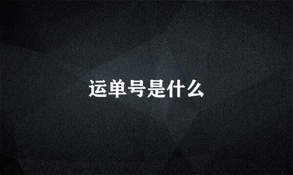 运单号是什么