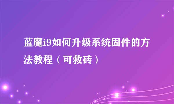 蓝魔i9如何升级系统固件的方法教程（可救砖）