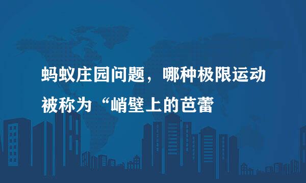 蚂蚁庄园问题，哪种极限运动被称为“峭壁上的芭蕾