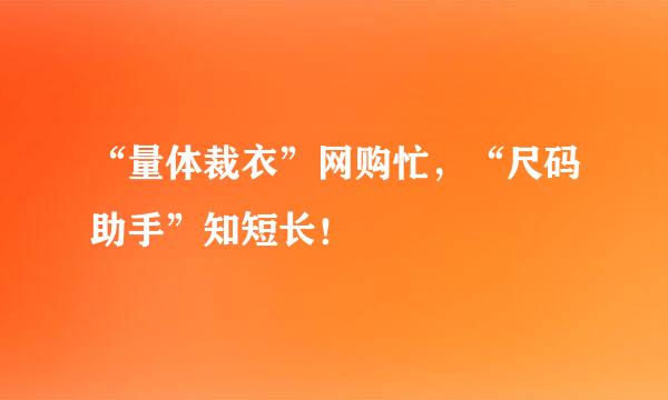 “量体裁衣”网购忙，“尺码助手”知短长！