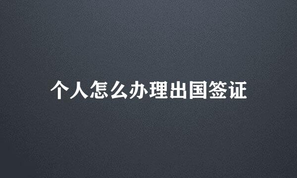 个人怎么办理出国签证