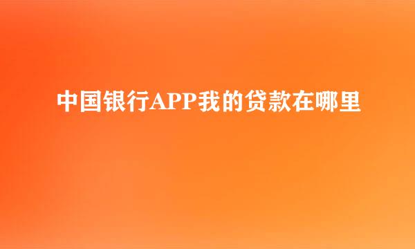 中国银行APP我的贷款在哪里