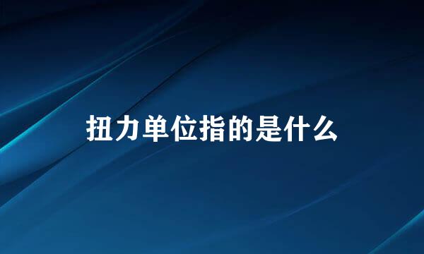 扭力单位指的是什么