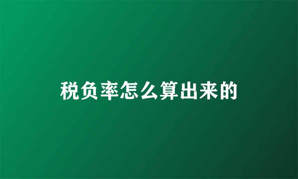 税负率怎么算出来的