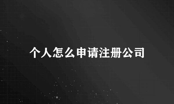 个人怎么申请注册公司