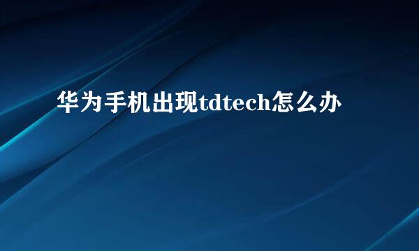 华为手机出现tdtech怎么办
