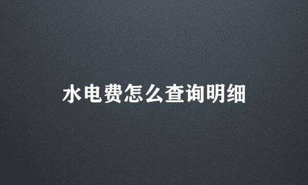 水电费怎么查询明细
