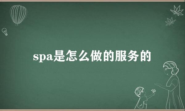 spa是怎么做的服务的