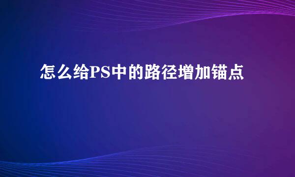 怎么给PS中的路径增加锚点